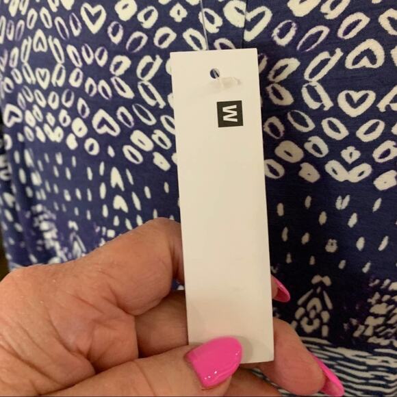 New La made blouse top cold shoulder spaghetti strap.  Blue print size medium - Picture 9 of 9